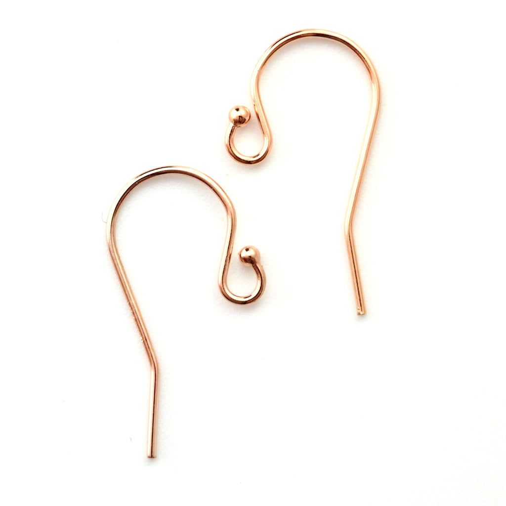 2 Pairs 14kt Yellow or Rose Gold Filled Ball Ear Wires in 21 gauge