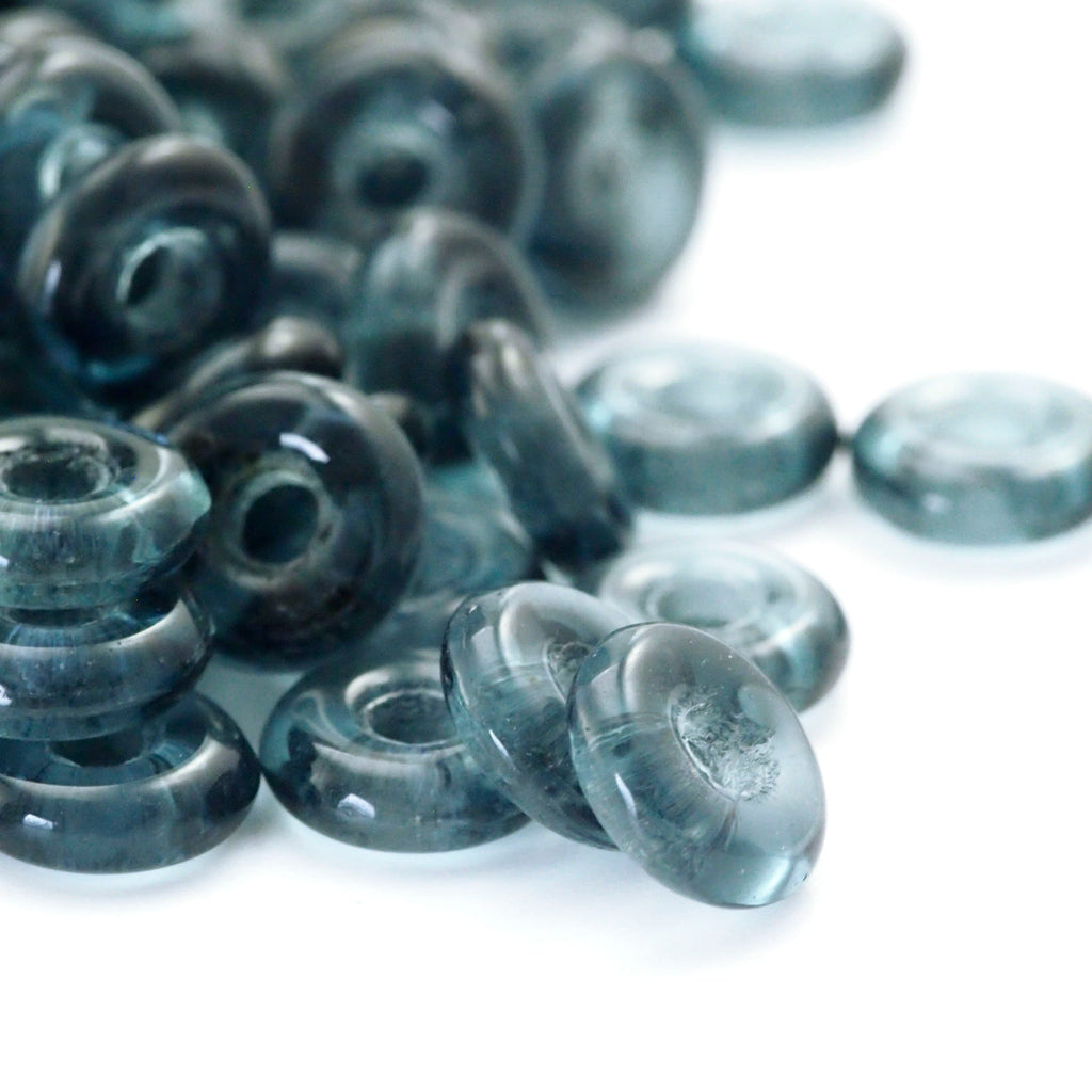 40 8mm Montana Blue Donut O Czech Glass Beads - 100% Guarantee