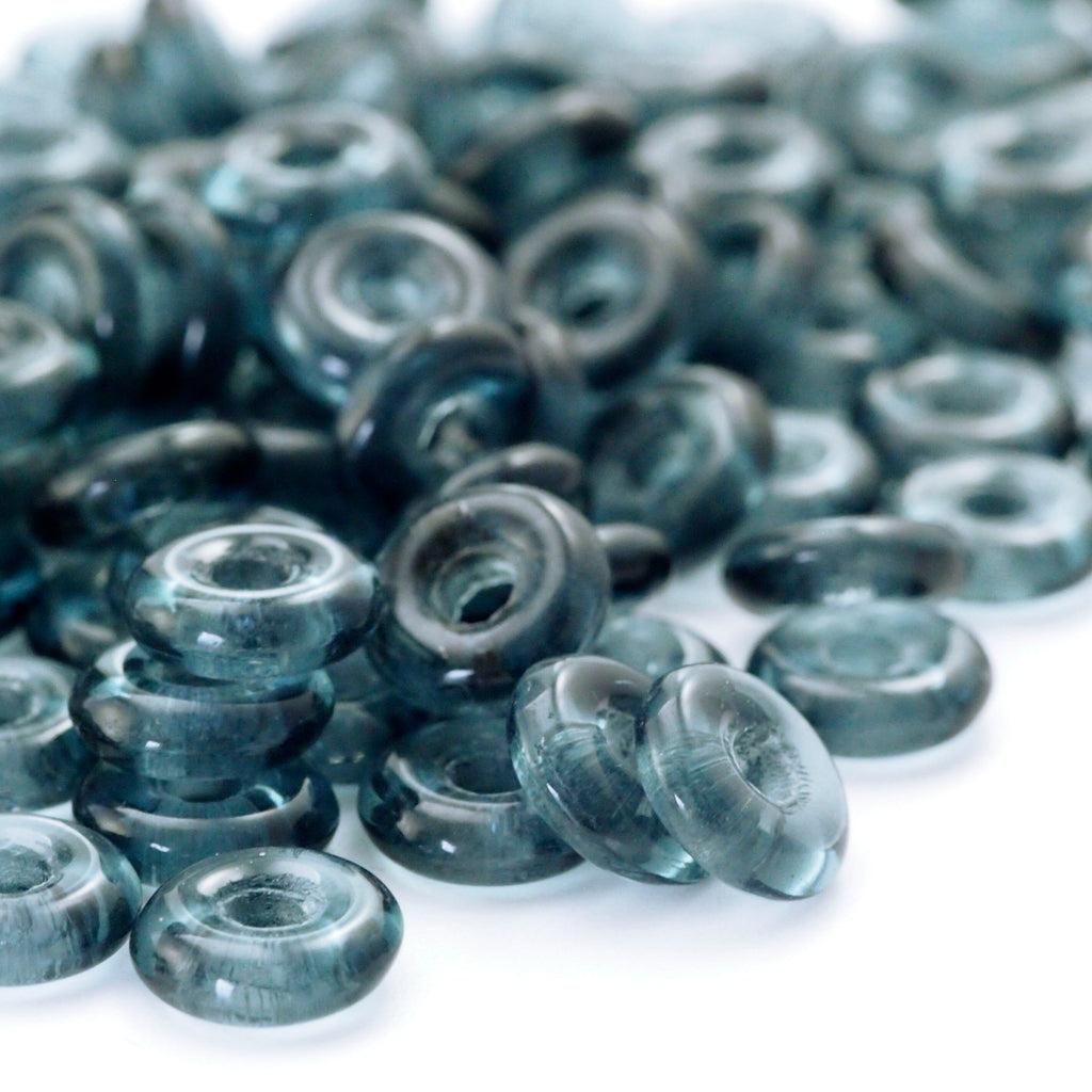 40 8mm Montana Blue Donut O Czech Glass Beads - 100% Guarantee