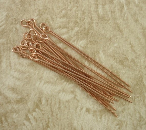 10 Sterling Silver, 14kt Yellow Gold Filled, Rose Gold Filled Eye Pins - Handcrafted in Your Choice of Gauge and Length