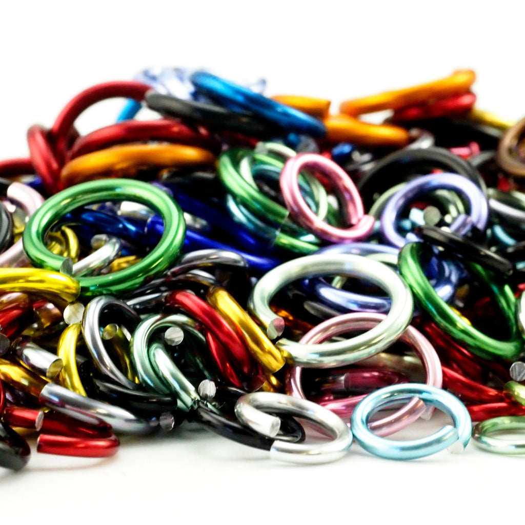 Anodized Aluminum Jump Ring Sample Pack ALL Gauges and Diameters - Color Mix - Top Shelf