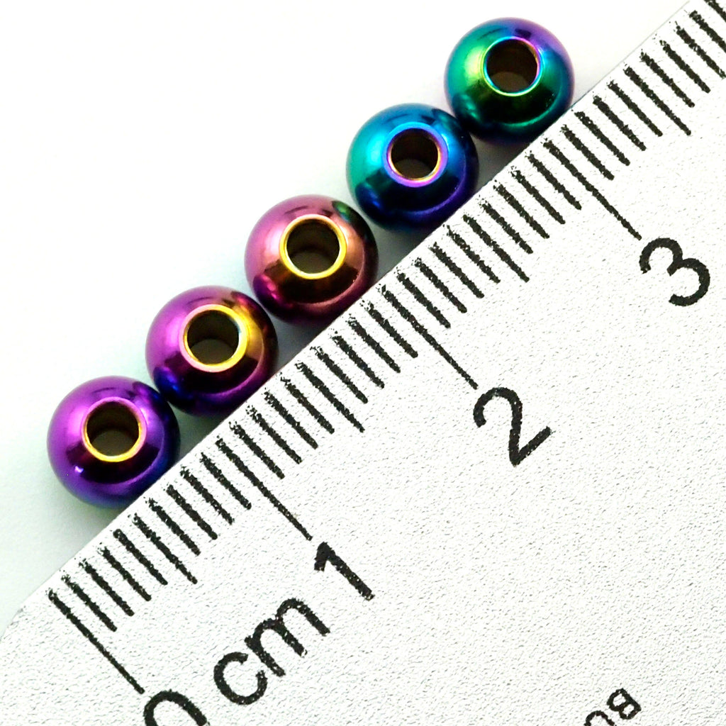 Rainbow Anodized Stainless Steel Round Beads in 4 Sizes