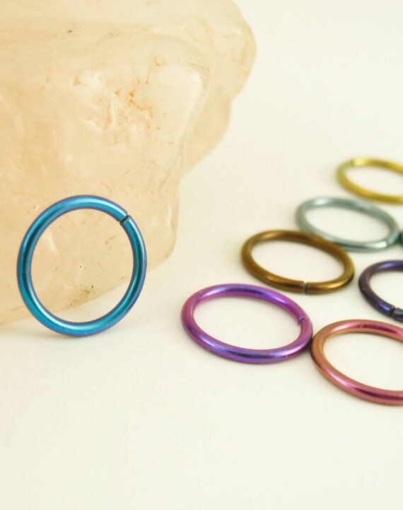 1 Simple Niobium Hypoallergenic Earring Hoop - 22, 20, 18, 16, 14 gauge - Diameter and 21 Colors to Select from