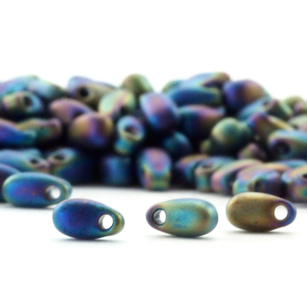 Matte Black AB Long Drop Beads - 3mm X 5.5mm Miyuki Glass Beads - 100% Guarantee