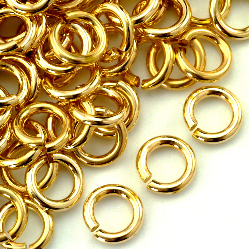 100 - Jewelers Brass Jump Rings - 14, 16, 18, 20, 22 Gauge - Rich Gold Tone