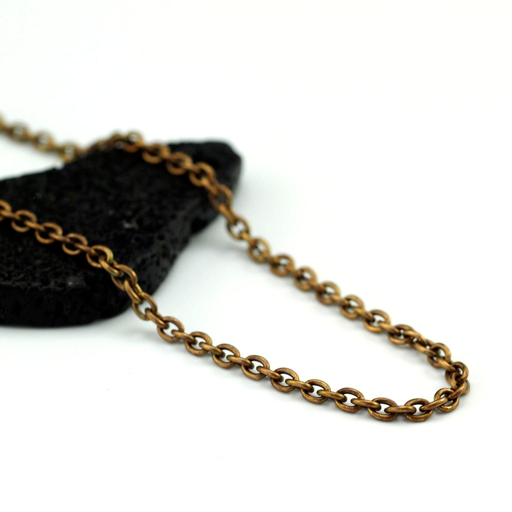 Solid Brass 2.8mm Oval Cable Chain - By the Foot or Finished with a Lobster Clasp - Made in the USA - Shiny or Antique