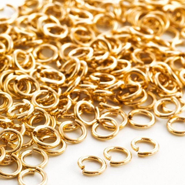 100 - Jewelers Brass Jump Rings - 14, 16, 18, 20, 22 Gauge - Rich Gold Tone
