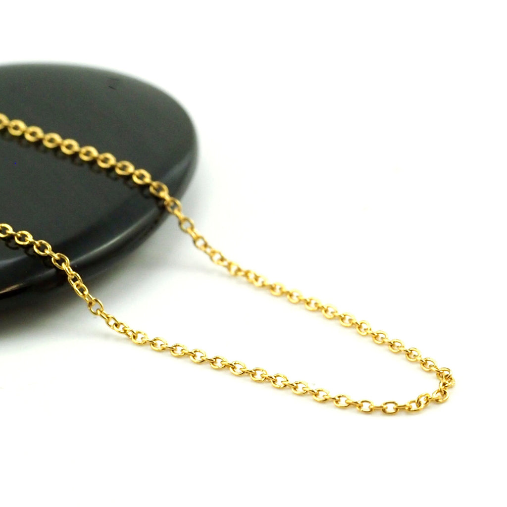 Black or Gold Stainless Steel Cable Chain 1.5mm - Finished in 5 Lengths