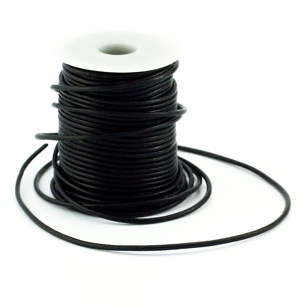 Black Indian Leather Cord - By The Yard in 0.5mm, 1mm, 1.5mm, 2mm, 3mm