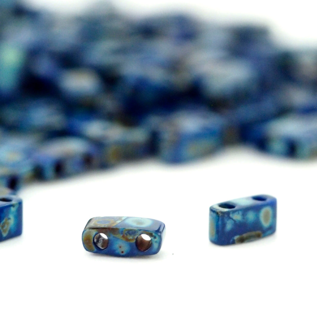 Opaque Cobalt Blue Picasso Miyuki Half Tila Beads - 2.3mm X 5mm - 100% Guarantee