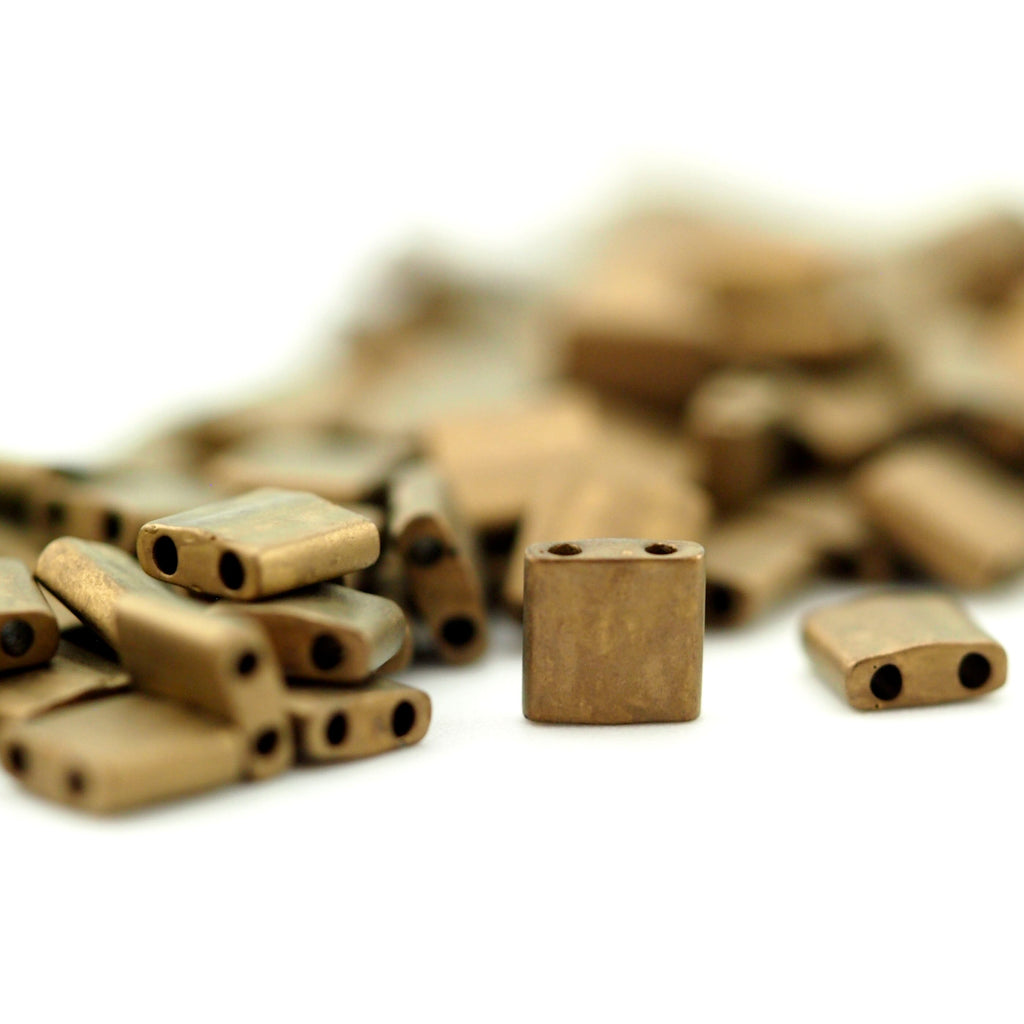 Matte Metallic Dark Bronze Miyuki Tila Beads - 5mm Square - 100% Guarantee