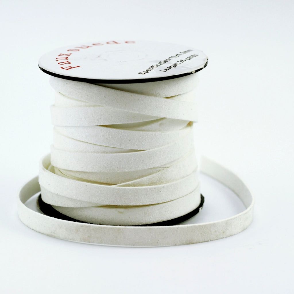 10mm Flat Faux Suede Cord - By The Yard or Spool in Jet Black, White, Teal Blue, Rose Pink or Lime Green