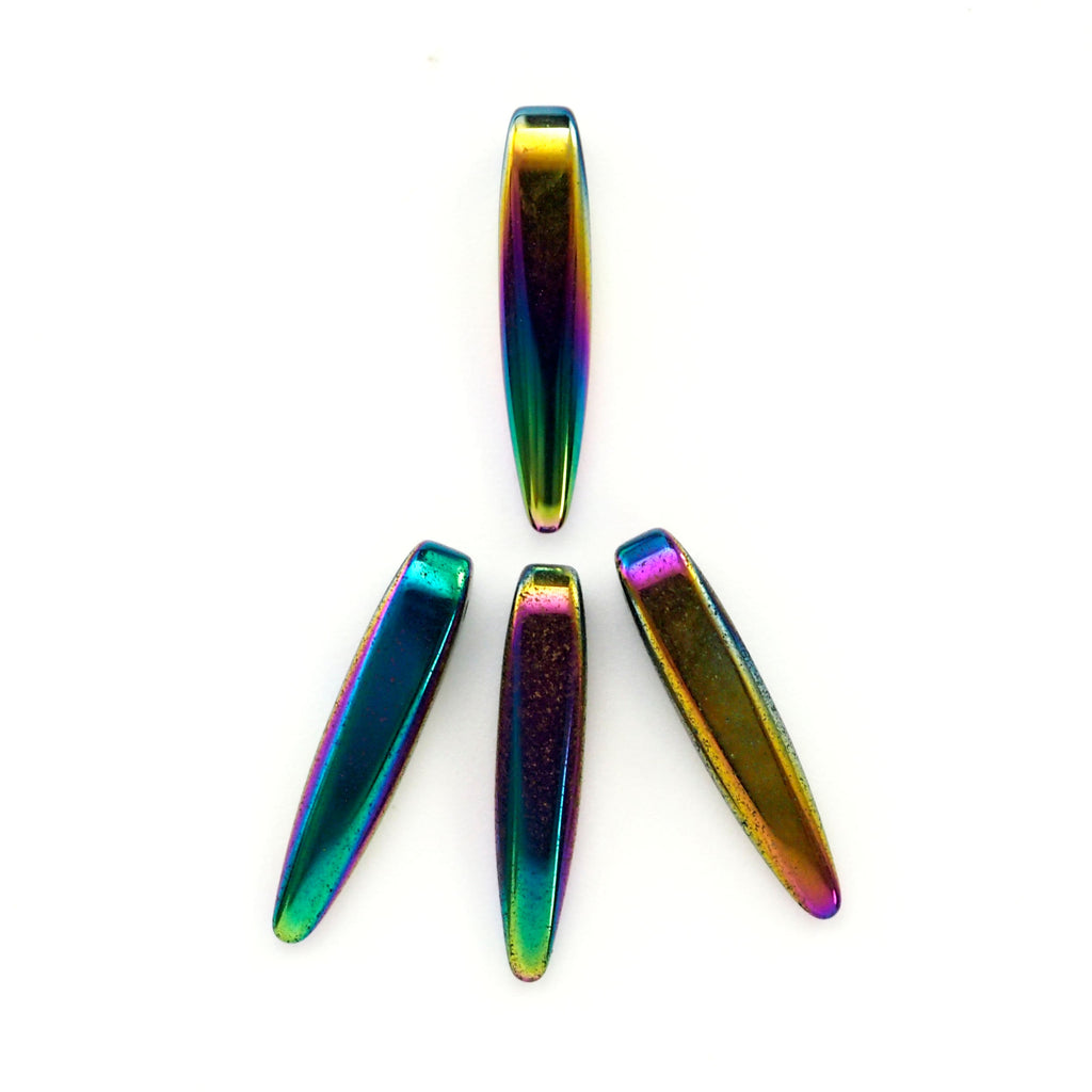 10 Rainbow Dagger Beads 15mm X 3mm - 100% Guarantee