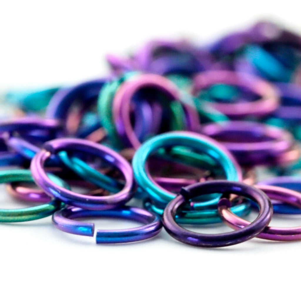 100 Mermaid Enchantment Anodized Niobium Jump Rings in Your Choice of Gauge and Diameter