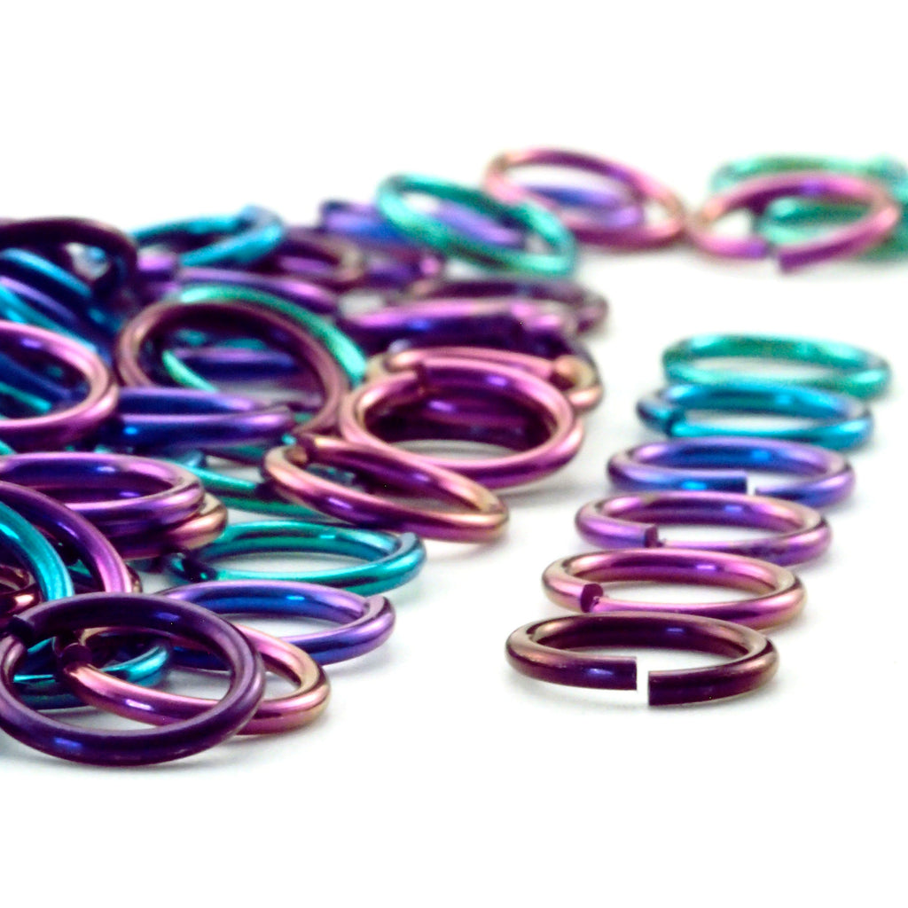 100 Mermaid Enchantment Anodized Niobium Jump Rings in Your Choice of Gauge and Diameter