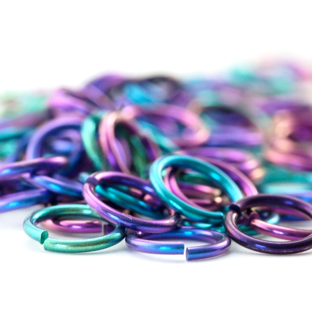 100 Mermaid Enchantment Anodized Niobium Jump Rings in Your Choice of Gauge and Diameter