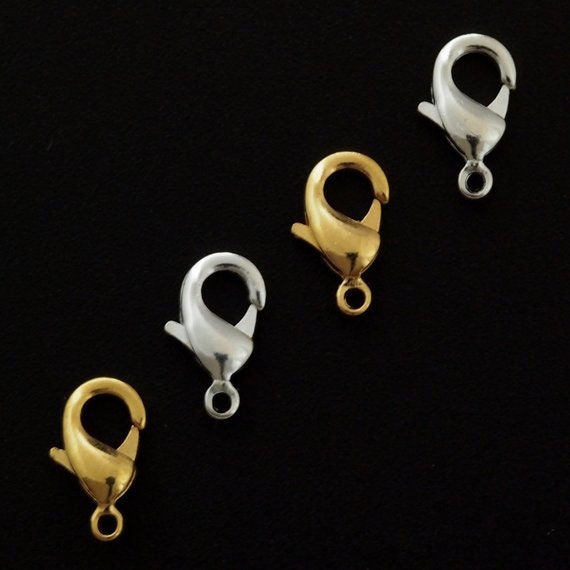 4 Lobster Clasps - Teardrop Style  in 6 Sizes in Silver, Gold, Antique Gold or Gunmetal Plated Brass - 100% Guarantee