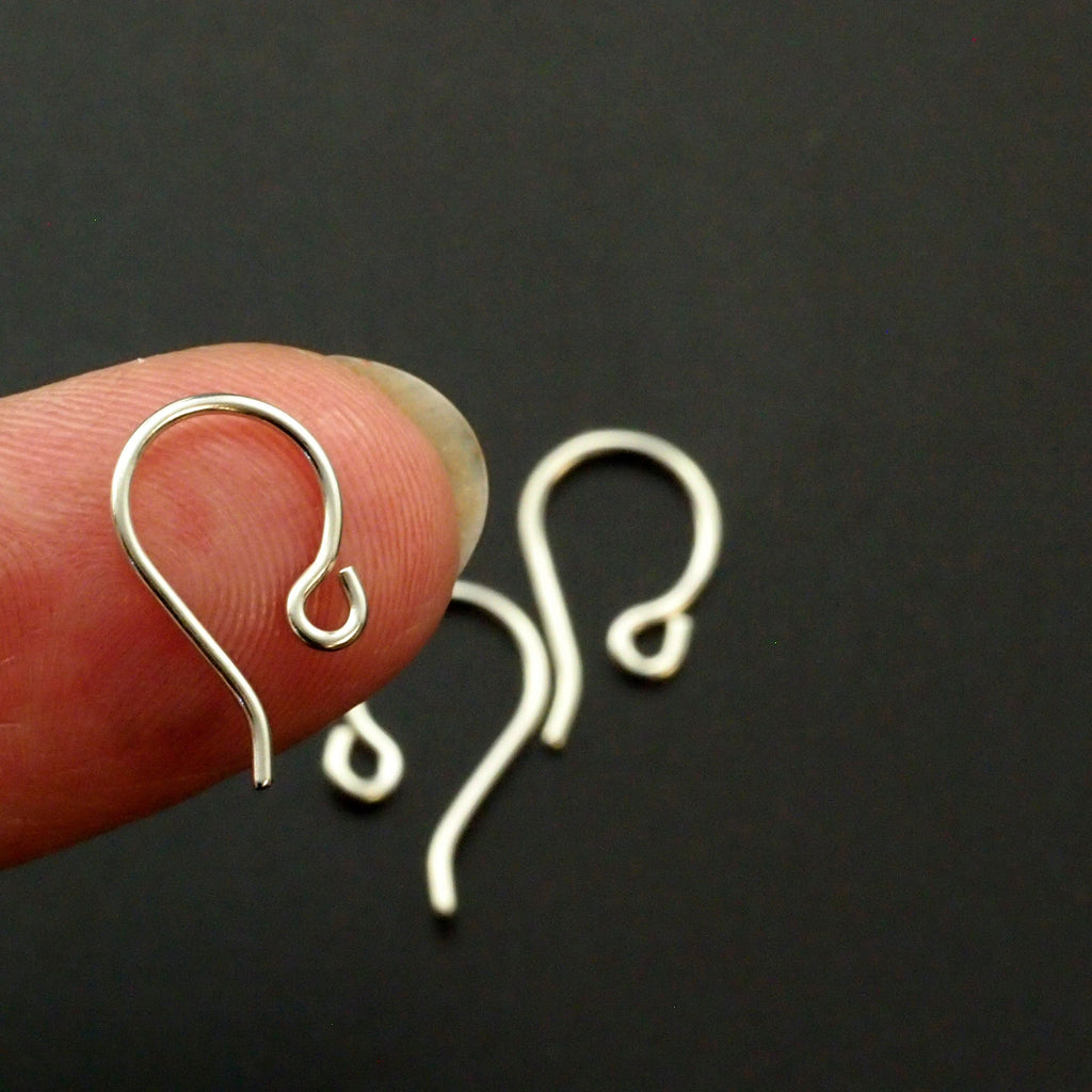 4 Pairs Mini Sterling Silver Ear Wires - 15mm X 10mm