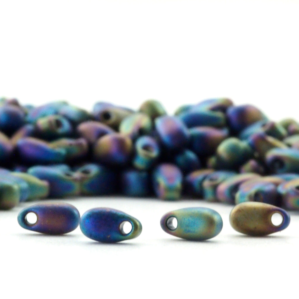Matte Black AB Long Drop Beads - 3mm X 5.5mm Miyuki Glass Beads - 100% Guarantee