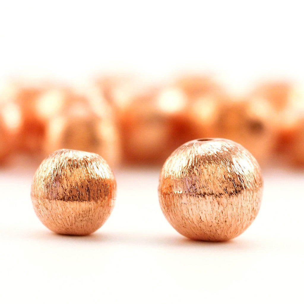 8 Brushed Copper Beads in 8mm or 10mm - Unique Texture