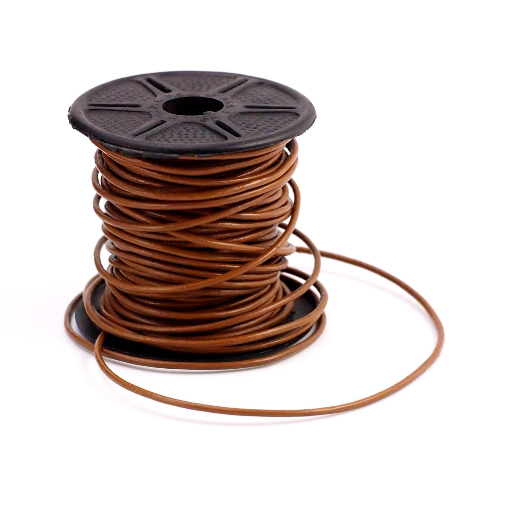 Natural Dyed Light Brown Indian Leather Cord - By The Yard 0.5mm, 1mm, 1.5mm, 2mm