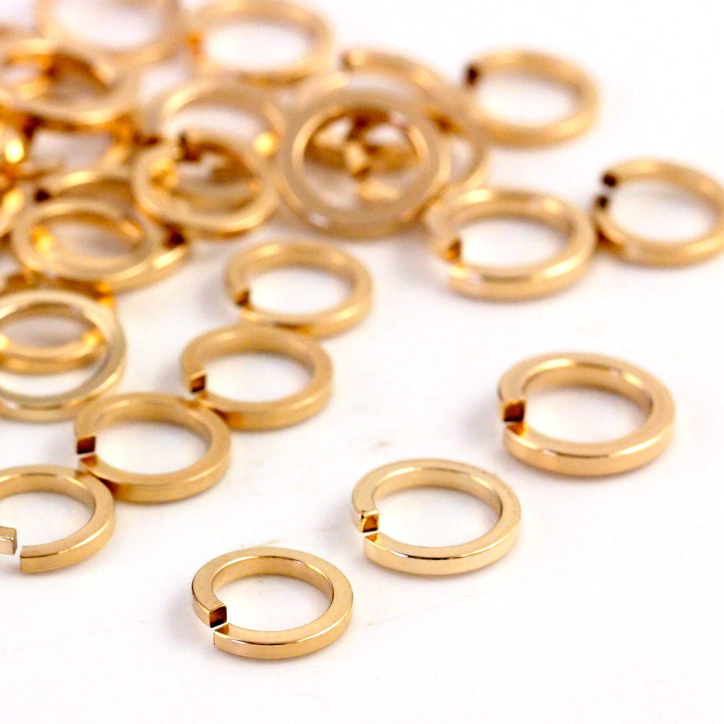 50 Handcrafted 14kt Yellow or Rose Gold Filled Square or Square on Edge Jump Rings - 22, 20, 18, 16 Gauge