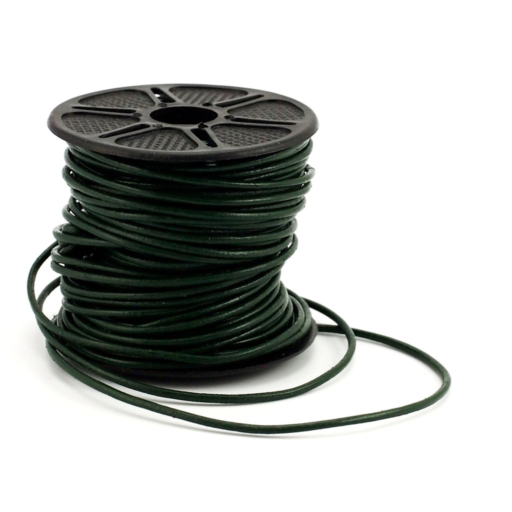 2mm Dark Green Leather Cord - By The Yard