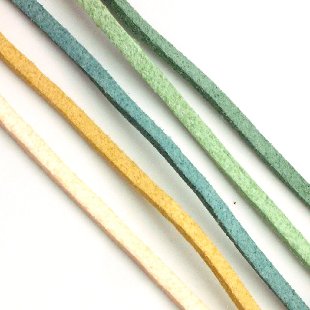 3mm Flat Faux Suede Cord - By The Yard or Spool in Black, Cream, Peach, Teal Blue, Lime Green, Light Green, White, Grey, Rose Pink, Brown
