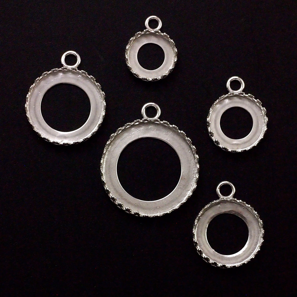 1 Sterling Silver Round Bezel Cup - 8mm, 10mm, 12mm, 14mm, 16mm, 20mm