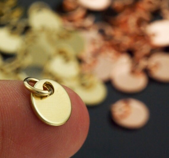 10 Stamping Blanks, Discs - Filed and Polished with Jump Rings - 9mm Jewelry Grade Copper or Brass - 100% Guarantee