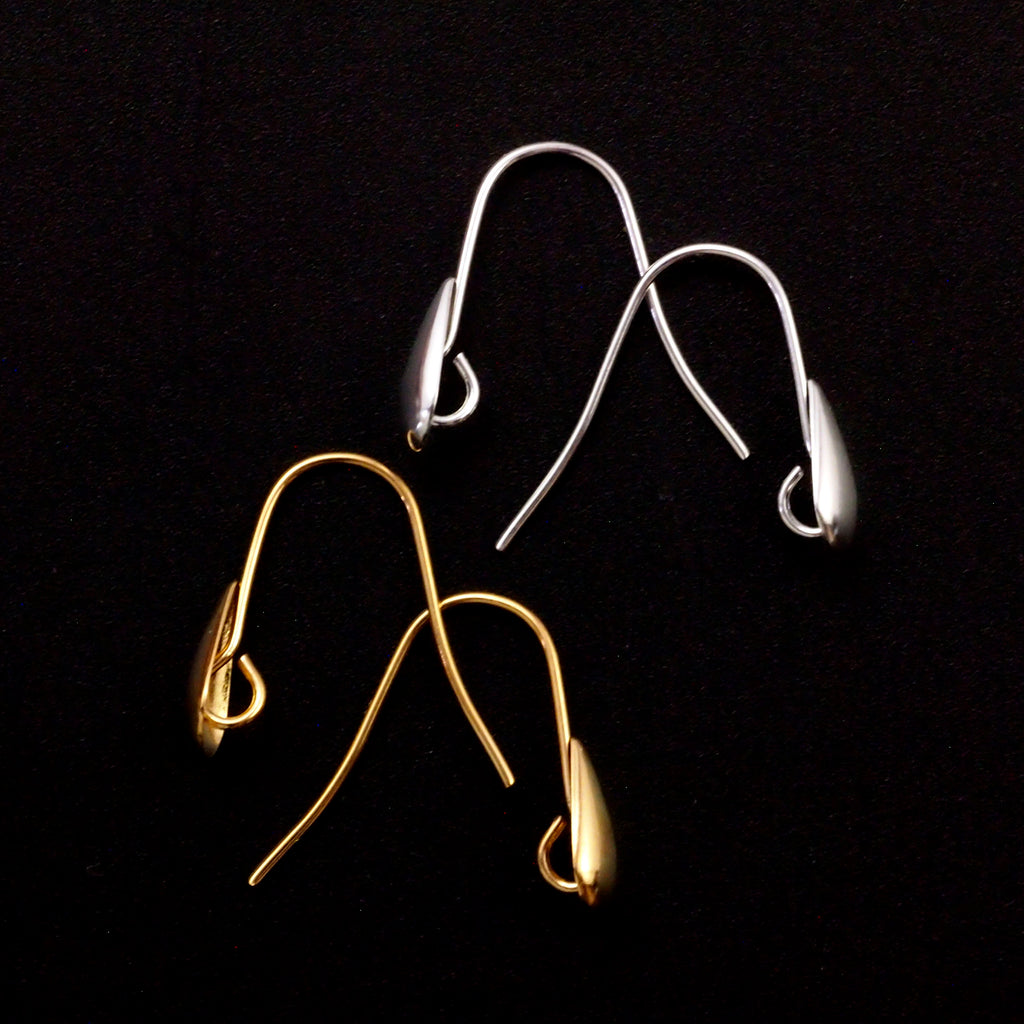 Large Teardrop Ear Wires - 2 Styles in Silver or Gold Plated Brass - Buy in Quantity and Save