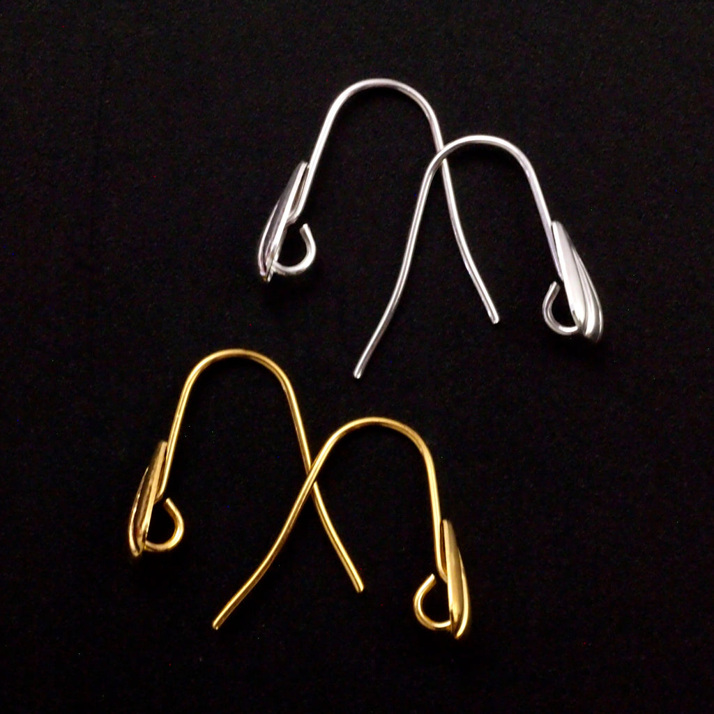 Large Teardrop Ear Wires - 2 Styles in Silver or Gold Plated Brass - Buy in Quantity and Save