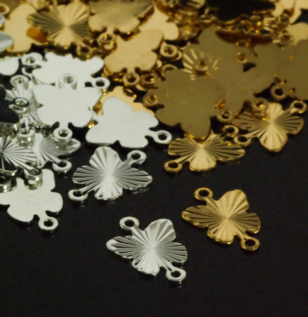 20 Corrugated Butterfly Links - 9mm - Silver Plated or Gold Plated - 100% Guarantee