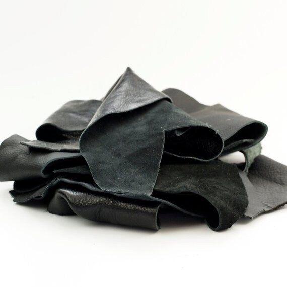 8 ounces Leather Scraps - Black, Brown or Color Mix