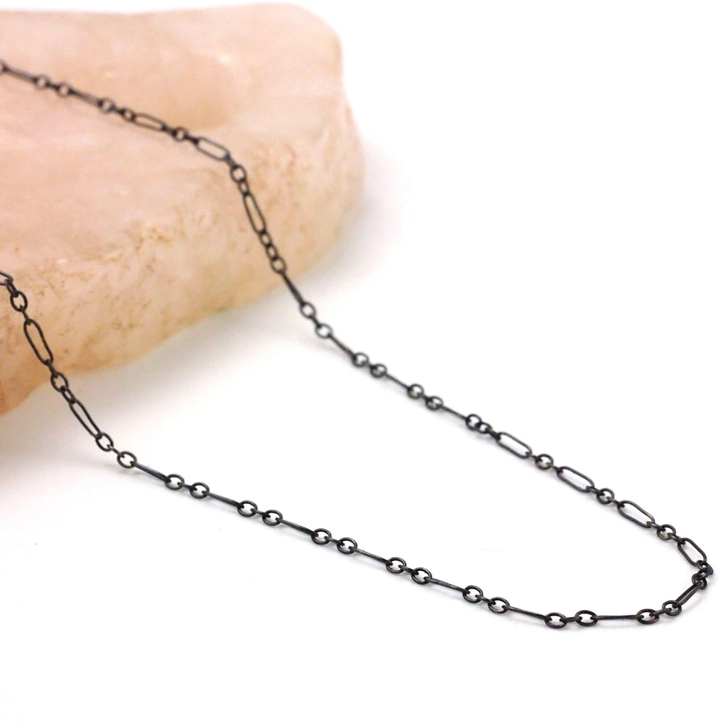 Sterling Silver Long Short Chain 1.6mm - Black, Antique or Shiny Custom Finished Lengths or By The Foot - Made in the USA Chain