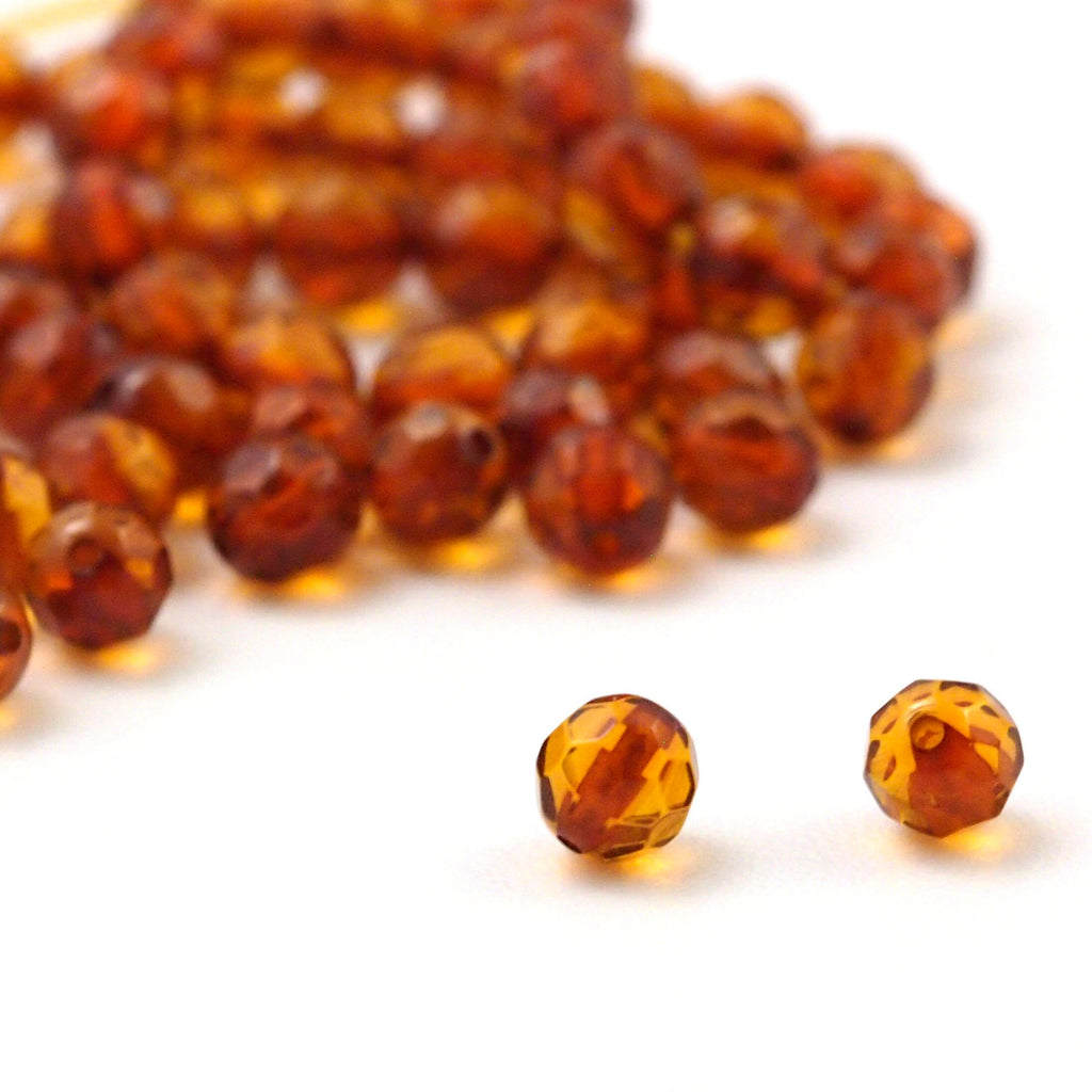 10 - 4mm Faceted Round Baltic Amber Beads - Grade A 100% Guaranteed Satisfaction