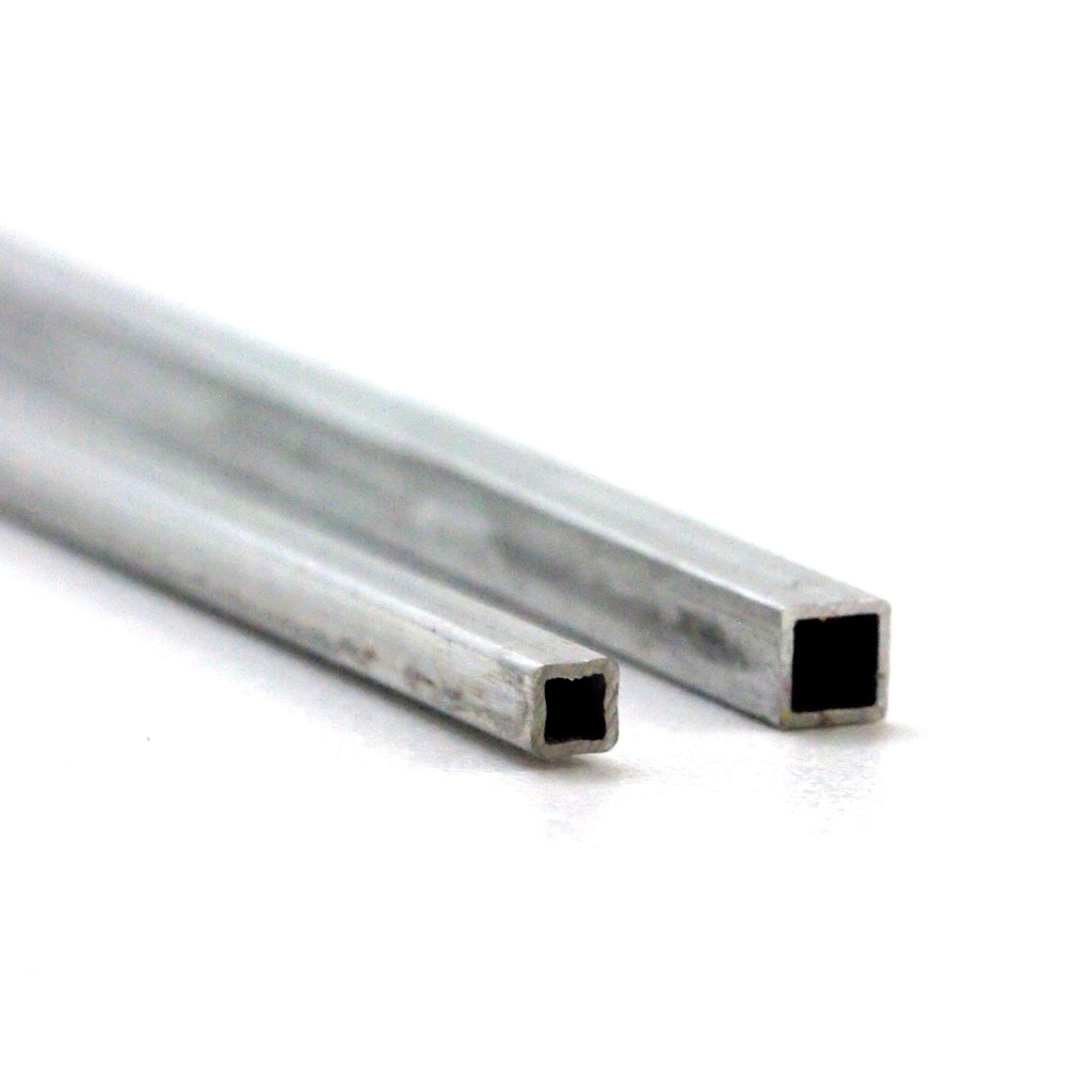 Square Aluminium Tubing - 28 gauge in Custom Lengths from 1/2 inch to 12 inch 6 Diameters From 2.4mm OD to 6.35mm OD