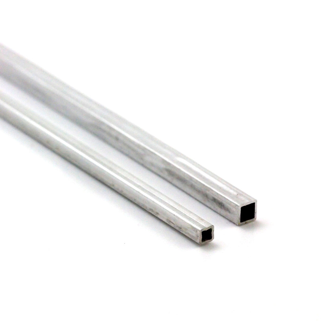 Square Aluminium Tubing - 28 gauge in Custom Lengths from 1/2 inch to 12 inch 6 Diameters From 2.4mm OD to 6.35mm OD