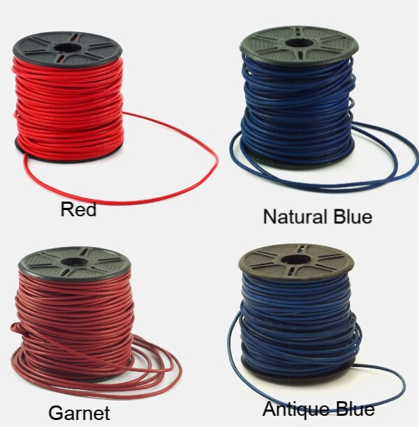 1.5mm Indian Leather Cord - By The Yard in 22 Colors Including Pink. Plum, Green, Brown, Black, Red, Gold, Marigold, Natural