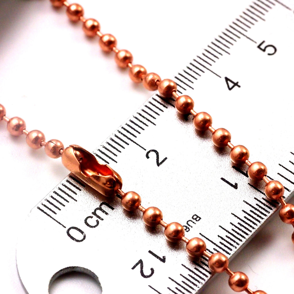 Solid Copper Ball Chain 3.2mm - By the Foot or Finished with Free Connectors - Shiny or Antique Finish - Made in USA Chain