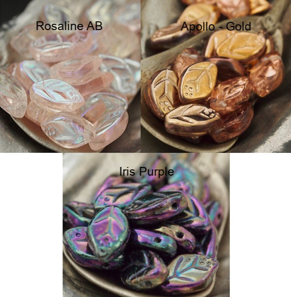 20 Czech Leaf Beads - 12mm X 7mm - Glow in the Dark  Luster Transparent Prarie Green