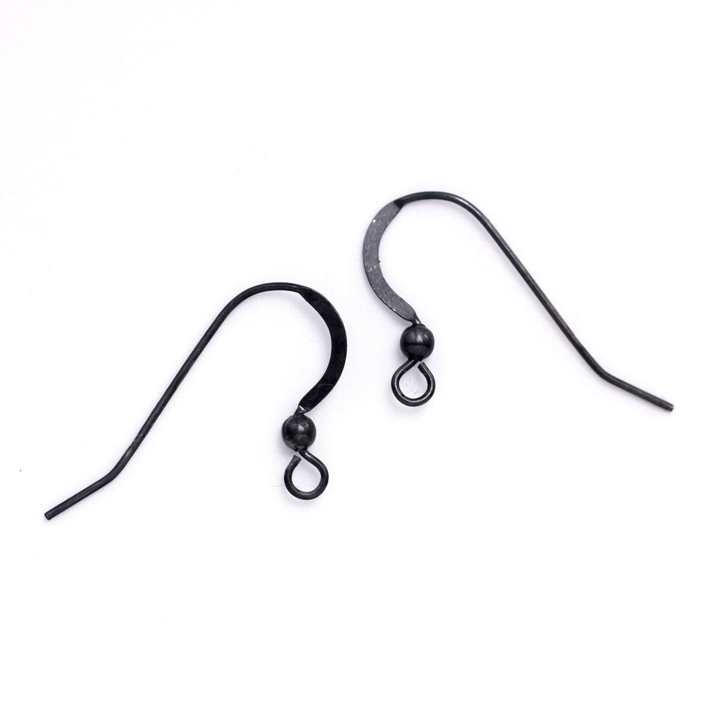 Sterling Silver Flat Ear Wires with Bead - 22 gauge - Economical Choice in Shiny, Antique or Black Finishes