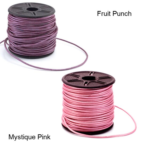 1.5mm Indian Leather Cord - By The Yard in 22 Colors Including Pink. Plum, Green, Brown, Black, Red, Gold, Marigold, Natural