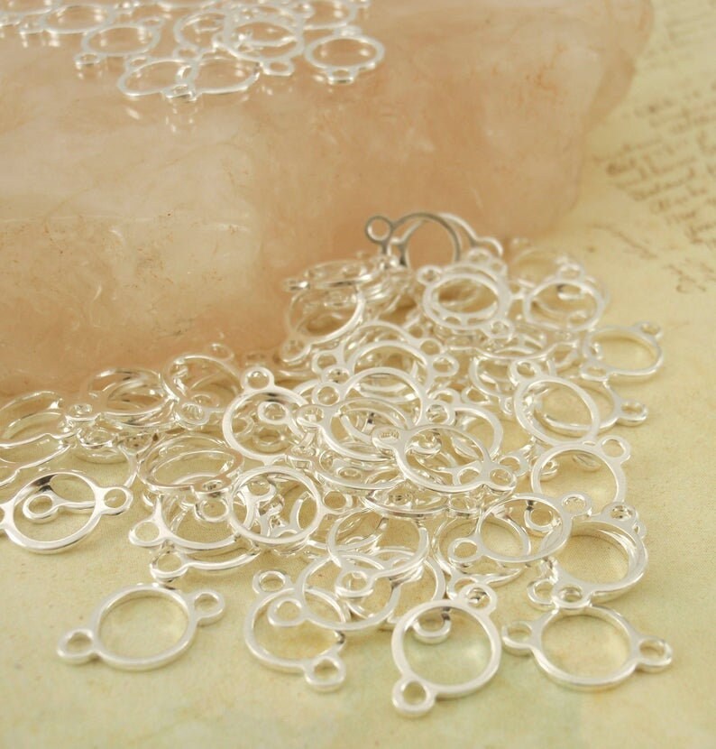 10 Open Circle Links - 7mm, 10mm, 13mm - Silver Plated or Gold Plated - 100% Guarantee