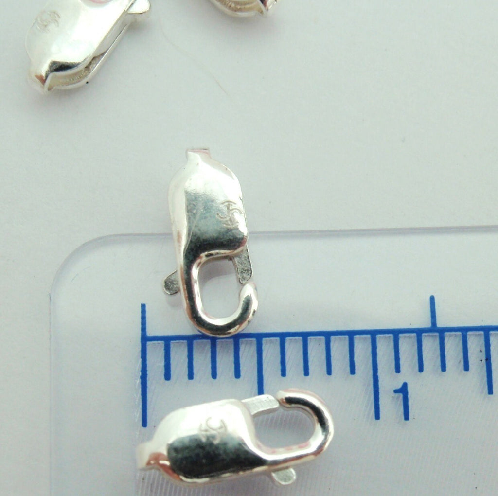 2 Argentium Sterling Silver Flat Lobster Clasps - 8mm X 3mm or 11.8mm X 5.4mm - Non Tarnish - 100% Guarantee