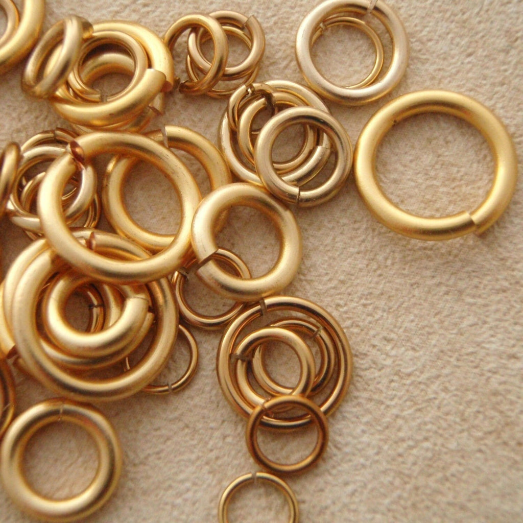 Sample Package 100 Gold Colored Jump Rings - Great Selection of Sizes and Gauges