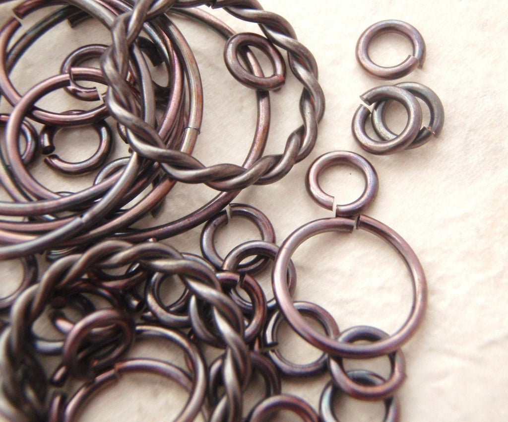 Sample Package  Oxidized Metal Jump Rings Quantity 100 - Copper, Brass and Bronze