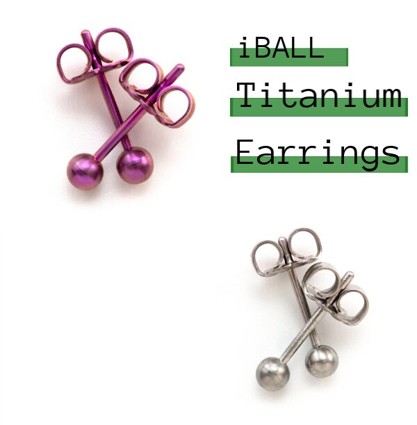 1 pair i-Ball 3mm, 4mm, 5mm Titanium Post Earrings in 20 Mix and Match Colors