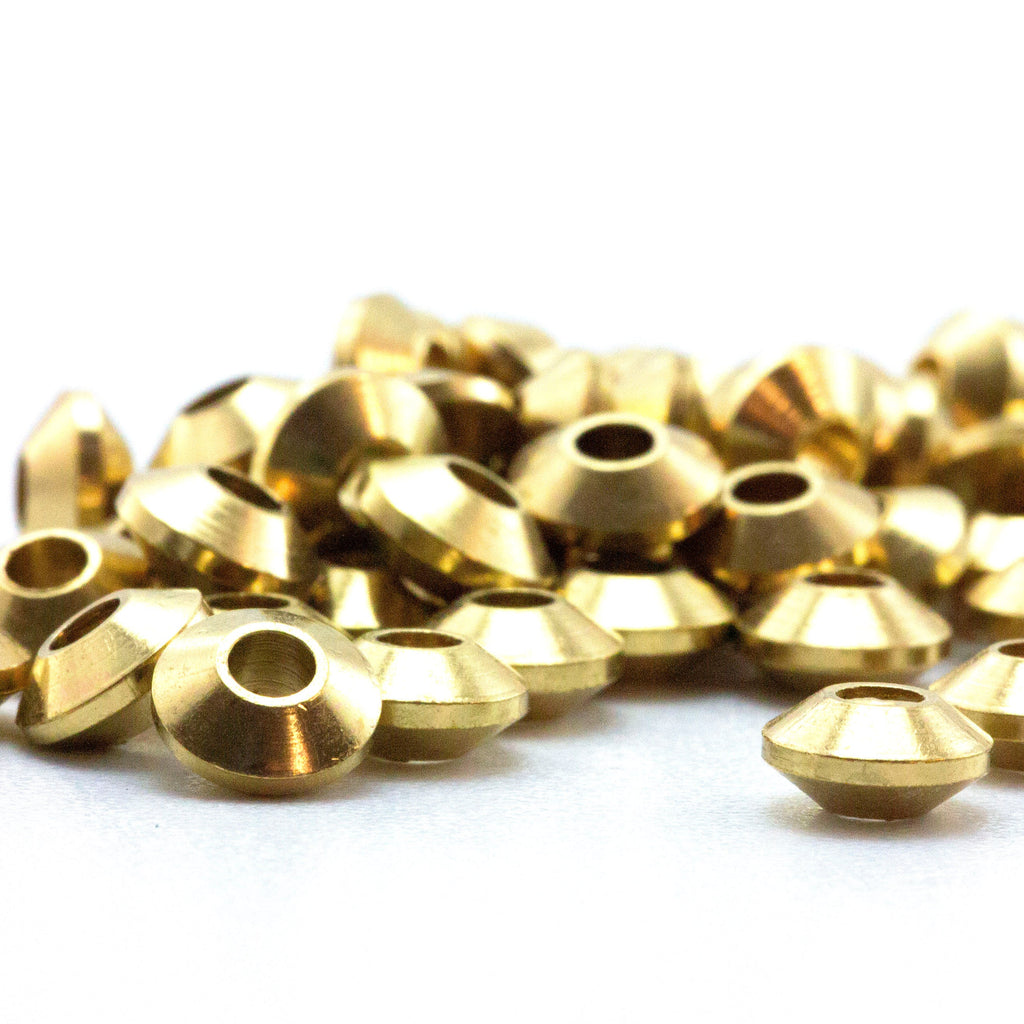 15 - Solid Brass Saucer Beads - 6mm X 4mm