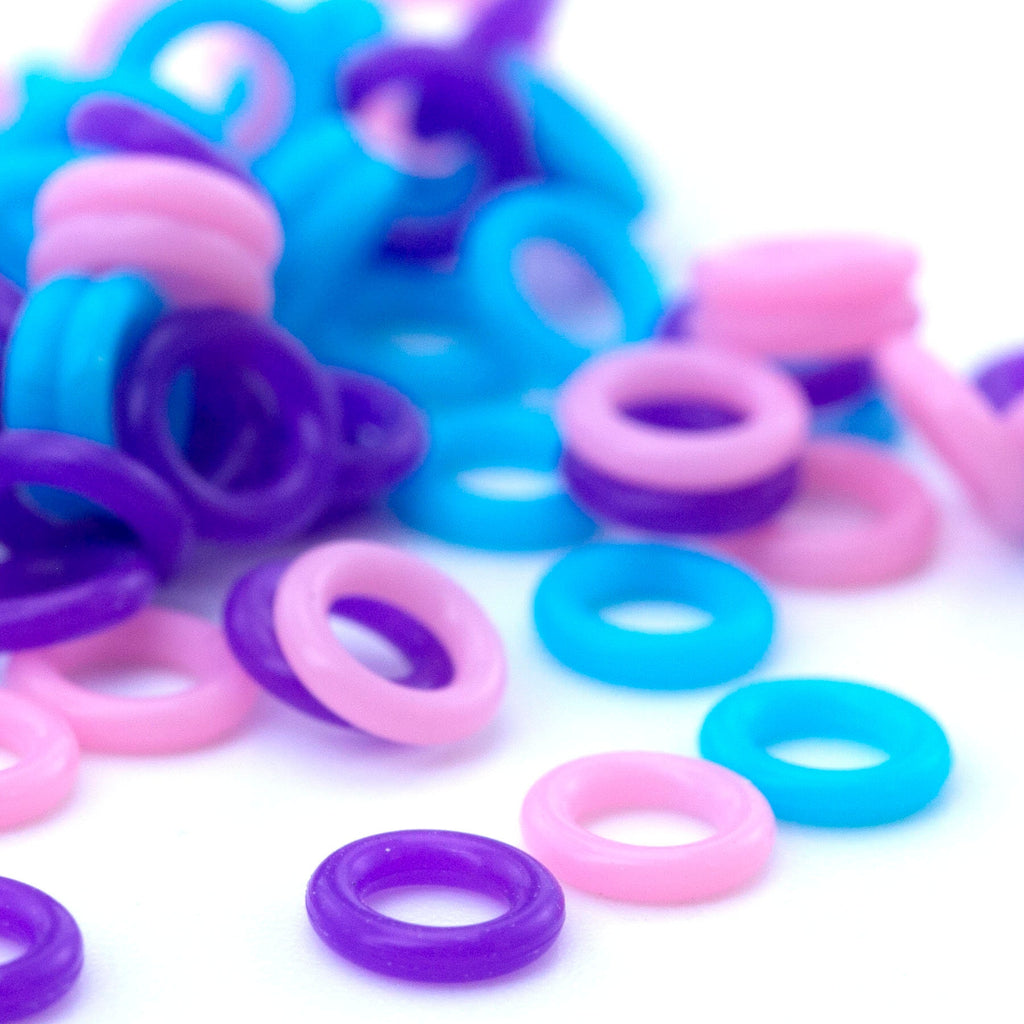 100 - 9mm OD Silicone Jump Rings - You Pick Color - Black, White, Brown, Pink, Purple, Blue, Green, Yellow, Orange, Red or Mix